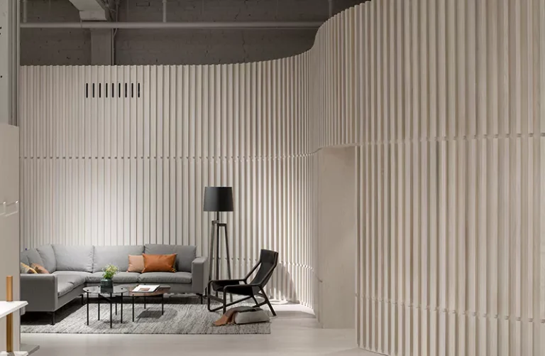 Linear Profile Fluted Wall Panels in Showroom