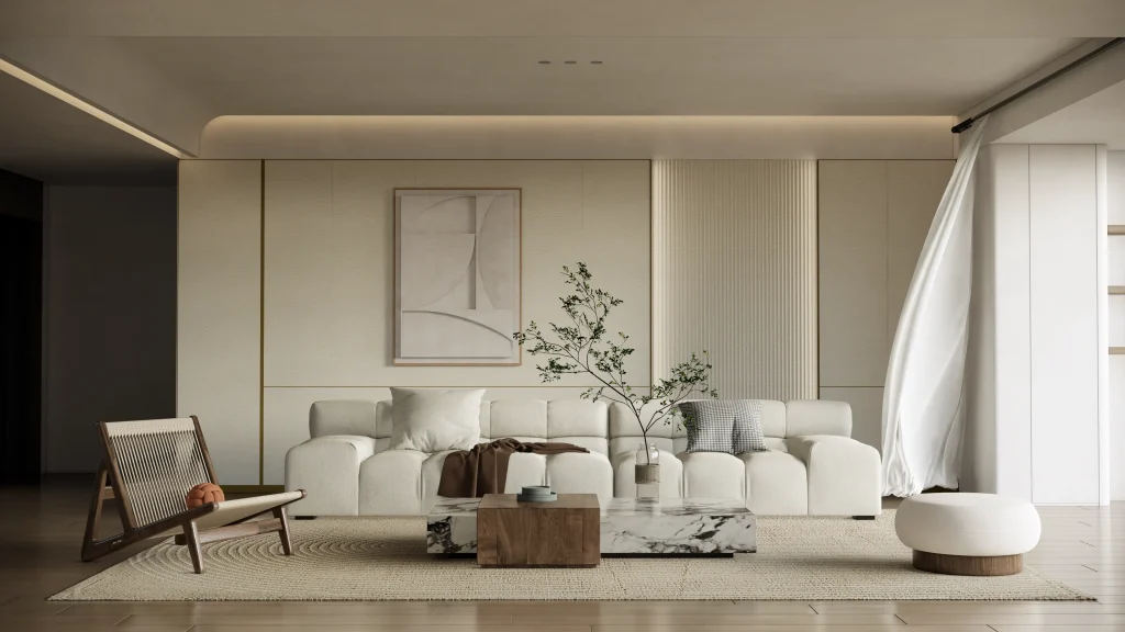 slat wall panel in living room