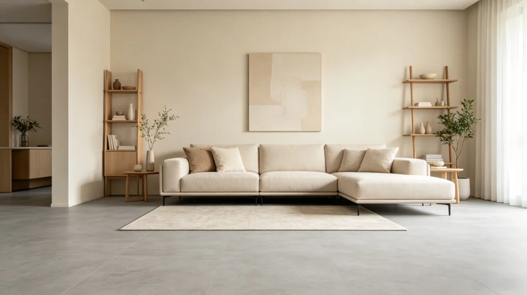 gray vinyl flooring with beige and cream interior warm modern space (2)