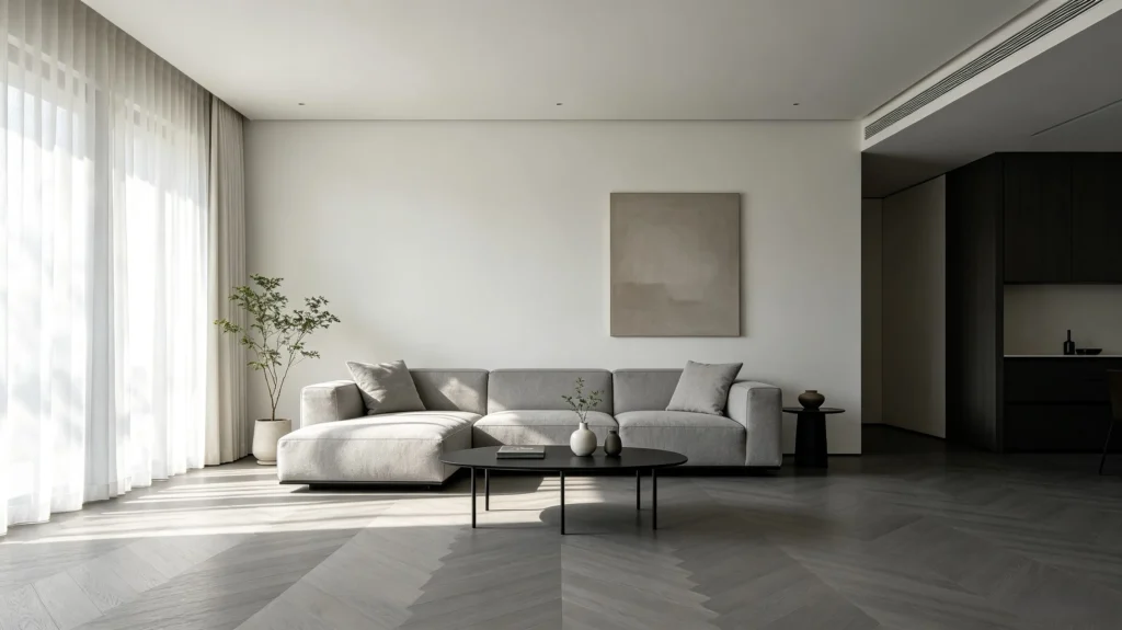 medium grey wood flooring clear natural grain modern interior