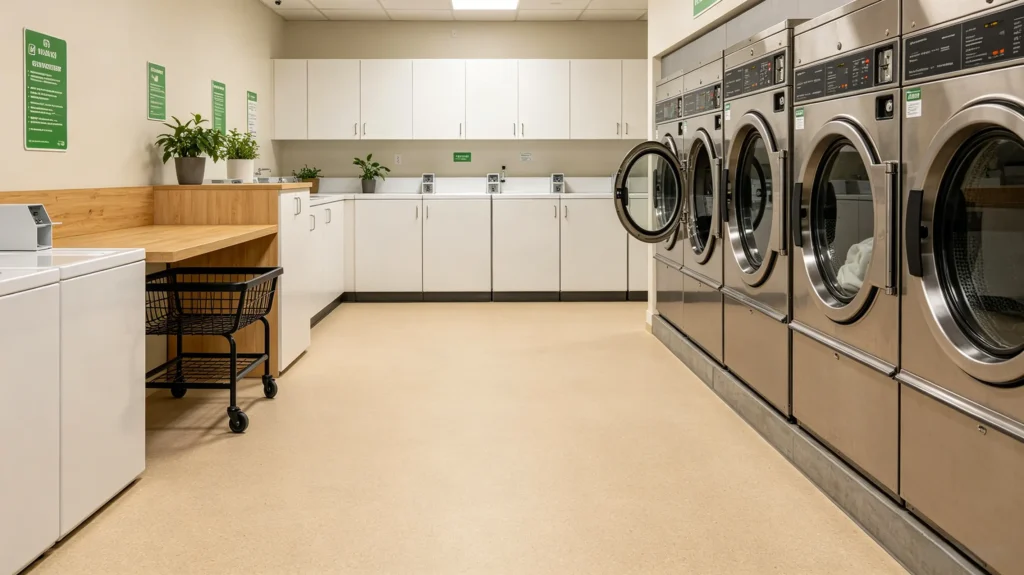 sheet vinyl flooring in a commercial laundry room (1)